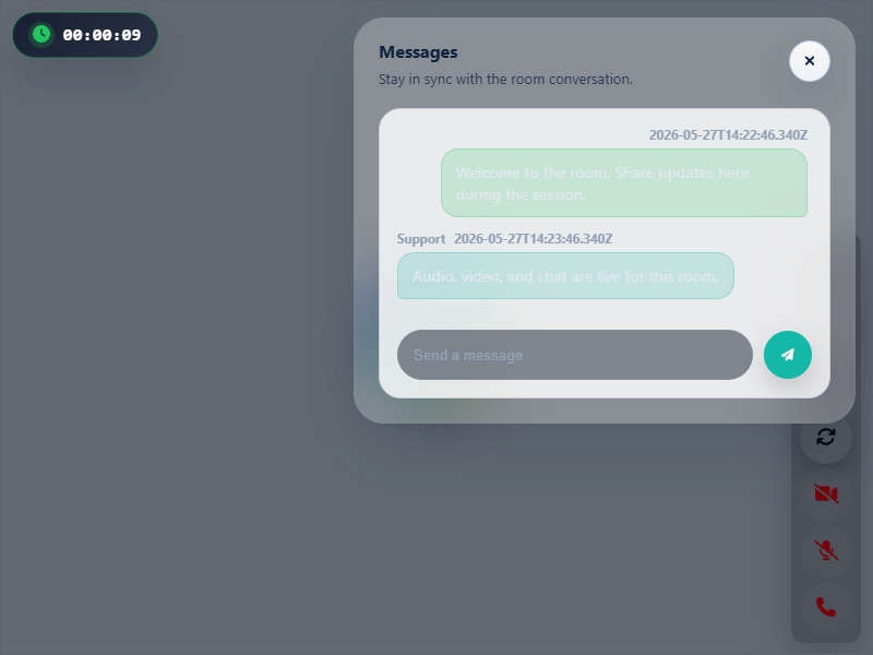 Angular chat messages modal screenshot