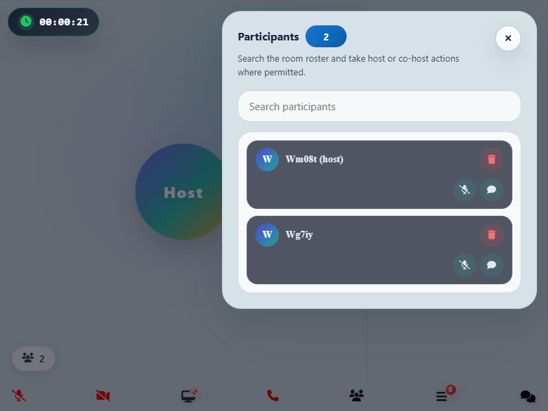 Angular webinar participants modal screenshot