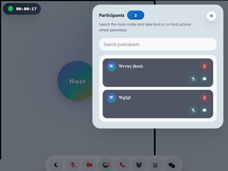 Angular webinar participants modal screenshot